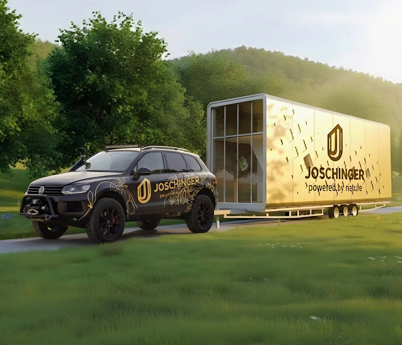Tiny House von JOSCHINGER auf einem Trailer im Grünen